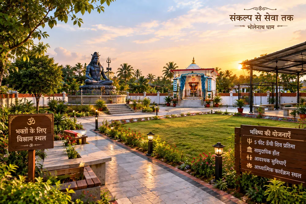 भोलेनाथ धाम के भविष्य और आगे के संकल्प को दर्शाता दृश्य