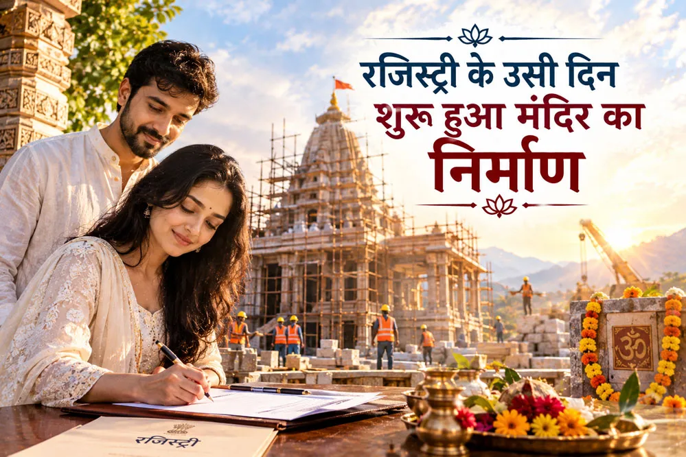 भोलेनाथ धाम के निर्माण की यात्रा का दृश्य